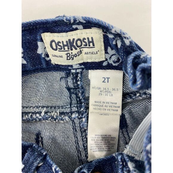 Osh Kosh B'Gosh Rose Print Jeans Blue Denim Adjustable Waist - Todder Size 2T - Picture 5 of 9